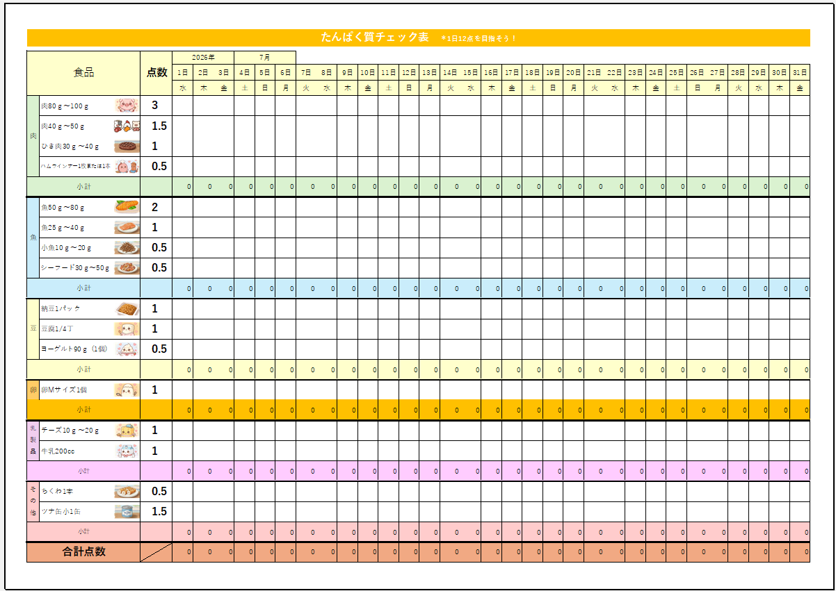 中級エクセル たんぱく質 チェック表 .png